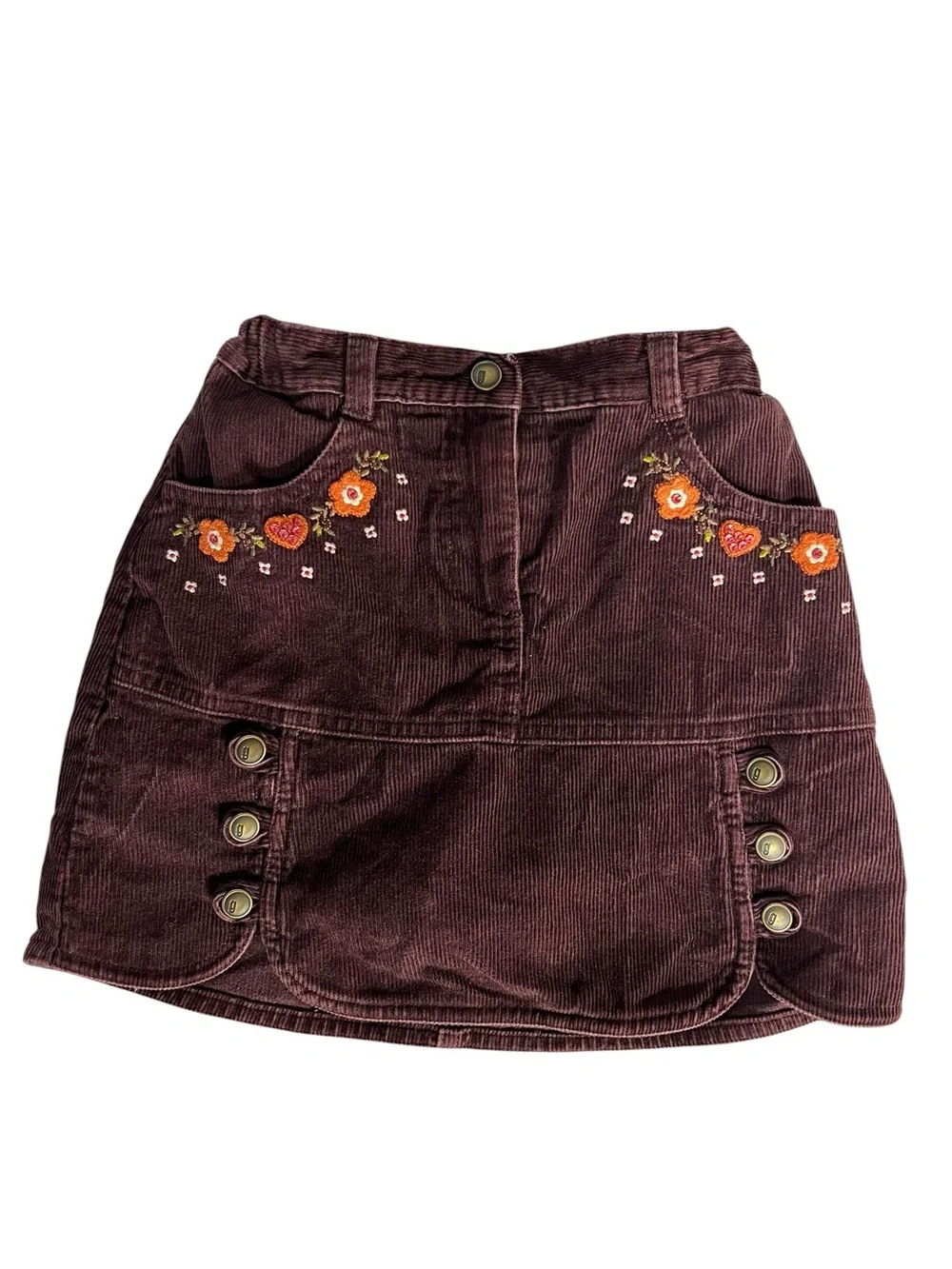 Gymboree Corduroy Embroidered Heart Flower Y2K Skort Girls 8